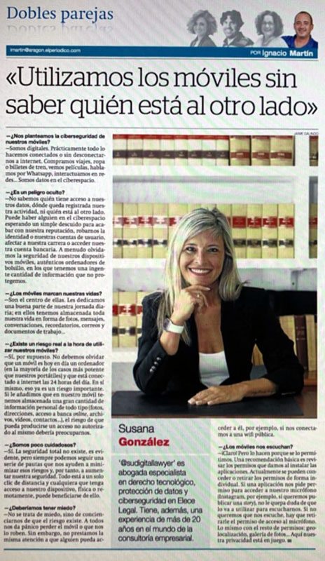 Seguridad en móviles Susana Gonzalez Ciberseguridad Compliance Seguridad de la Información Blanqueo de Capitales Abogado Zaragoza